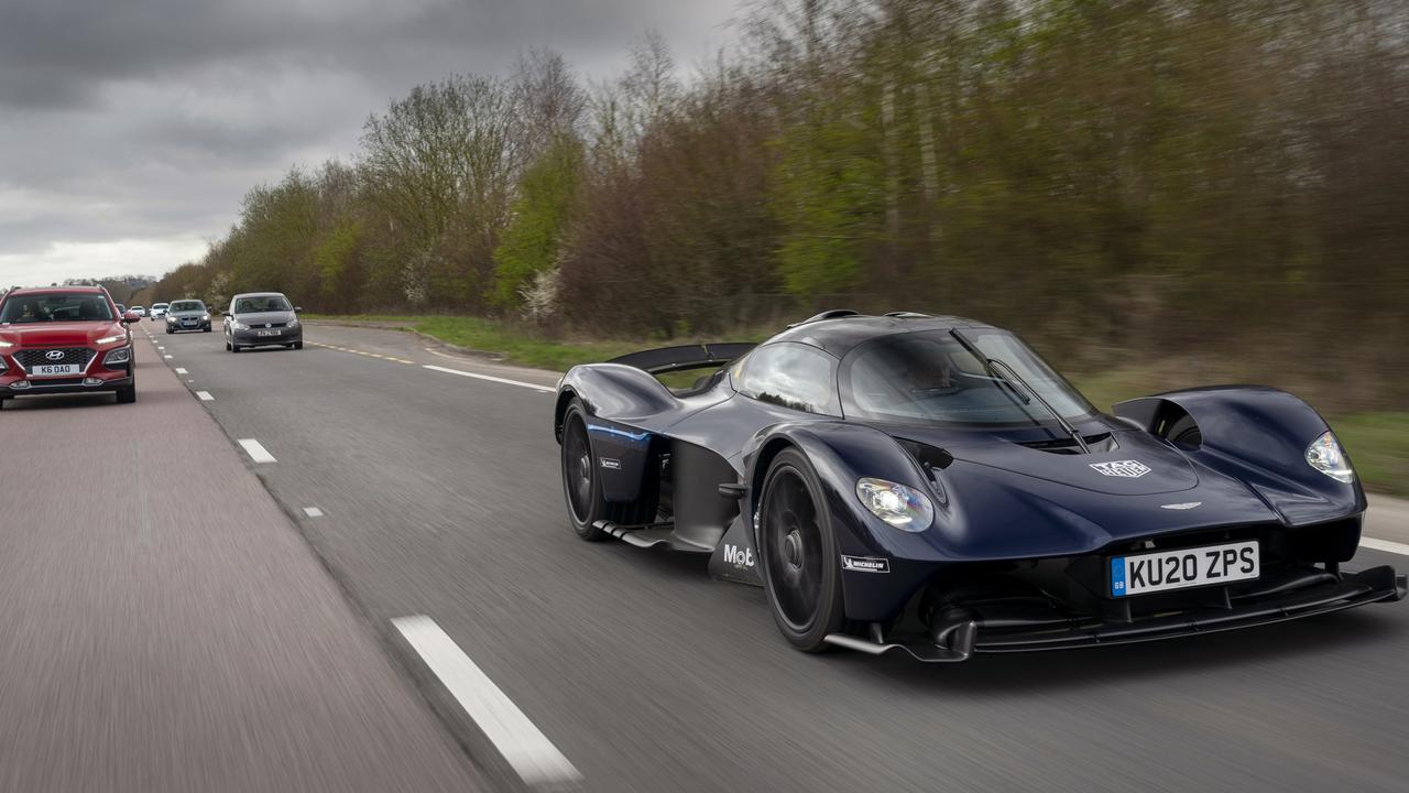 The Aston Martin Valkyrie is an odd sight on the road.