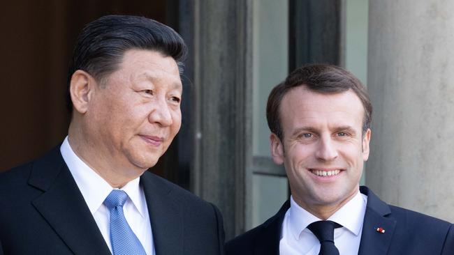 Xi Jinping and Emmanuel Macron.