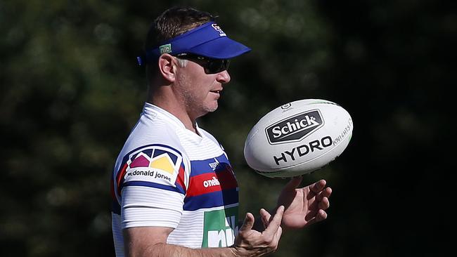 Head coach Adam O'Brien during an NRL Newcastle Knights training session at Balance Field, in Mayfield, Tuesday, May 12, 2020. (AAP Image/Darren Pateman) NO ARCHIVING