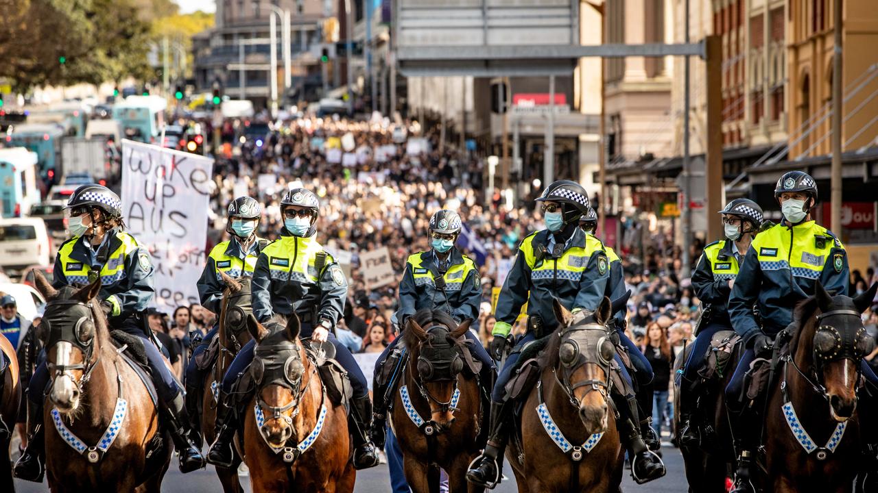Pictures from The Freedom March in Sydney as protestors clash with police in and around Victoria Park in Chippendale, Sydney. Pictures by Julian Andrews