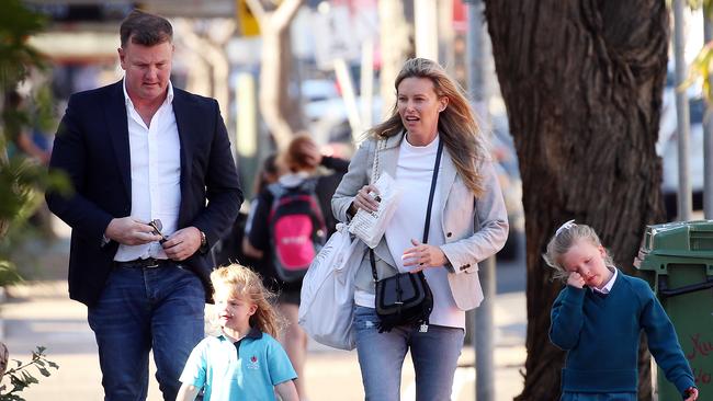 Anthony Bell and Kelly Landry with their children. Picture: Sam Ruttyn