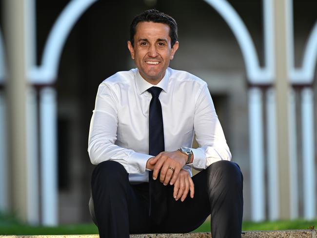 23/10/2024: LNP leader and potential new QLD Premier, David Crisafulli, ahead of the vote to decide the election, at the State Parliament building on the Speakers Green, Brisbane. pic: Lyndon Mechielsen/Courier Mail