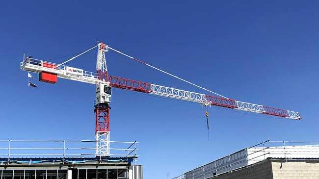 TAKEN DOWN: The tower crane on the Roma Hospital site has been removed, in a major milestone of construction. Picture: Amanda Campbell