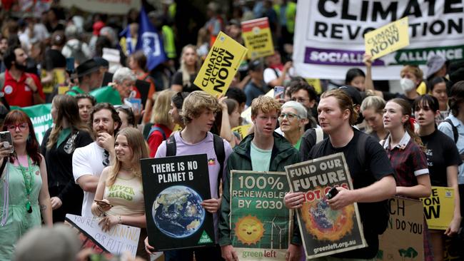 The protesters brought along handmade posters. Picture: NCA NewsWire / Damian Shaw