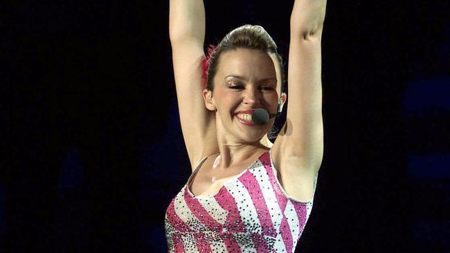 Kylie Minogue performing at the Sydney Entertainment Centre in 2001.