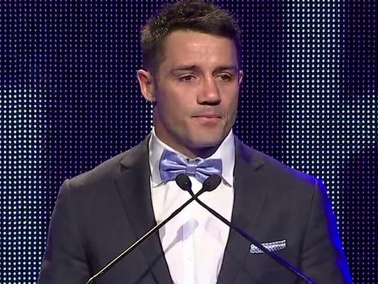 Cooper Cronk delivers his farewell speech.