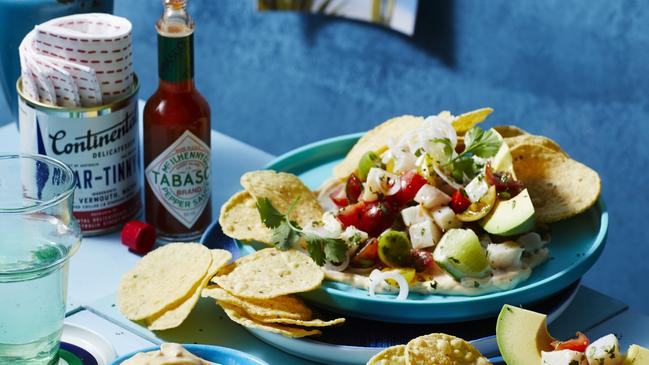 Tostadas with kingfish ceviche and chipotle mayonnaise. Picture: Guy Bailey