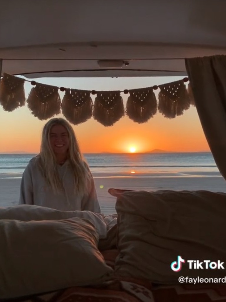She also said it’s the perfect spot to watch the sunrise. Picture: TikTok/fayleonard