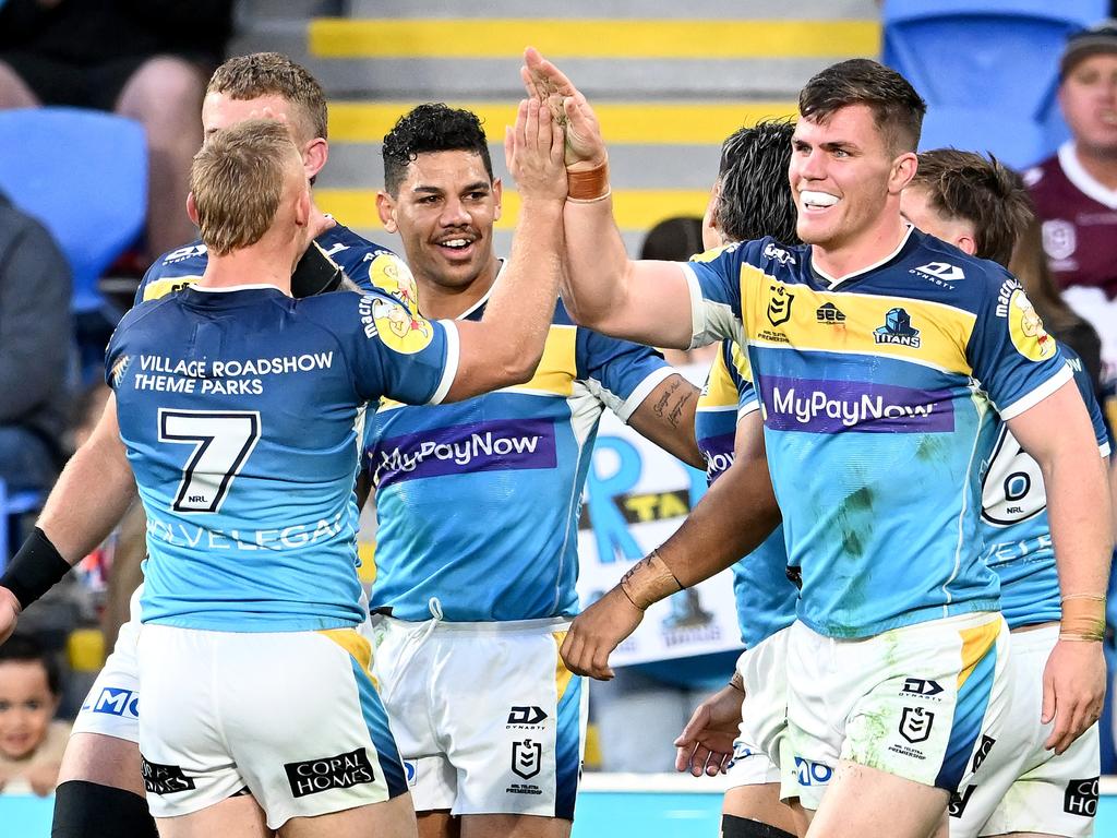 The Gold Coast Titans cannot match it with the better teams in the NRL. Picture: Bradley Kanaris/Getty Images