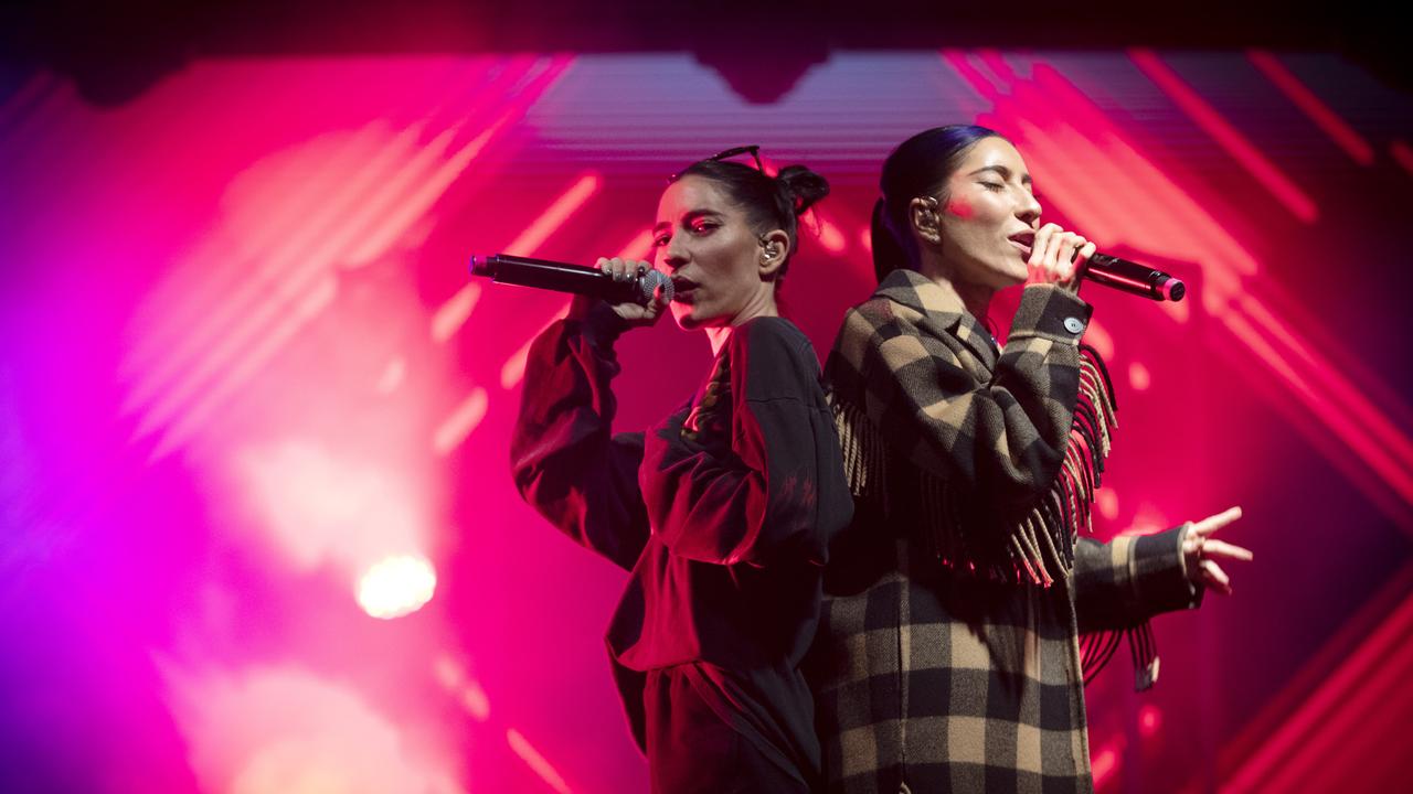 The Veronicas rocking the Royal Hobart Regatta Grounds in Tasmania on December 30, 2020.