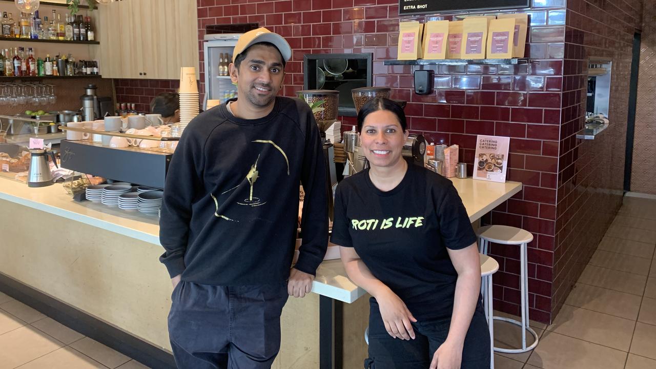 Melbourne Storm fans Hiran Kroon, 42, with his wife Nerissa Jayasingha, 41, at their West Brunswick cafe Lankan Tucker.