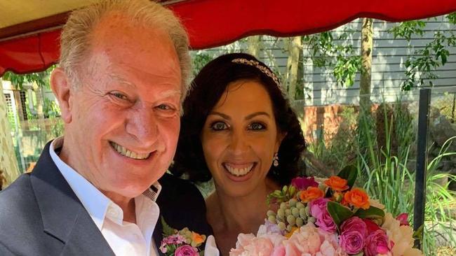 Amaze Education owner Lucy Cook with her father Bruce Cook, OAM, on the train at the Currumbin Wildlife Sanctuary on her wedding day. Mr Cook is Founding Chair and Trustee of the Currumbin Wildlife Hospital Foundation