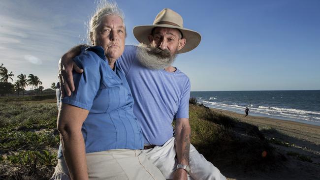 Cheryl and Ian Antonio at the beach where Rachel was last seen alive. PIC: Jack Tran