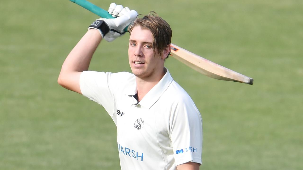 Cameron Green of Western Australia celebrates scoring a century last summer.