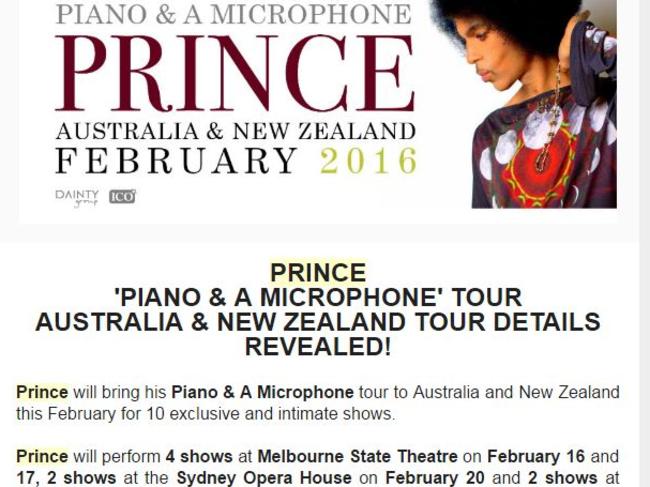 prince tour melbourne