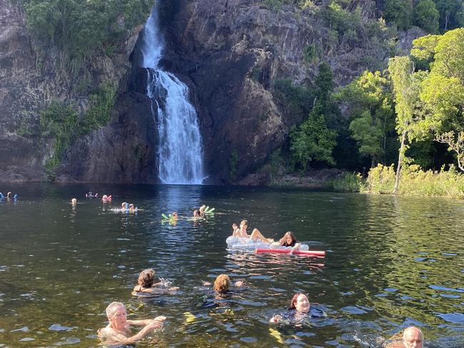 Wangi Falls was full of people on July 10, when a man was attacked by a crocodile. Picture: Darren Dans