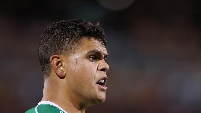 Rabbitohs players have stood by Latrell Mitchell, adamant that he was racially abused. Picture: Getty Images