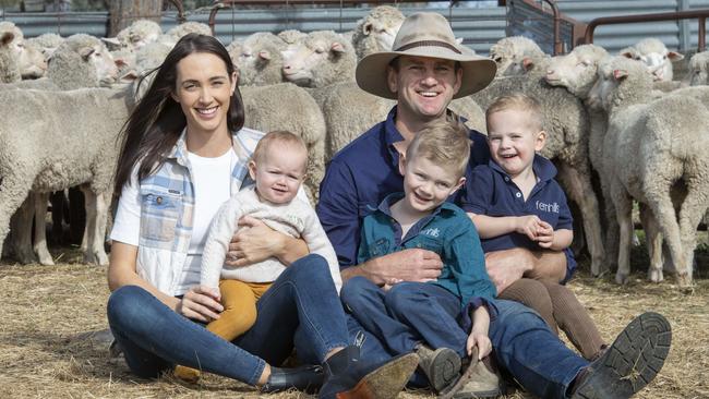 Ex-AFL player Fergus Watts has swapped the footy boots for Blundstones as he and his young family venture into the world of regenerative agriculture. Picture: Zoe Phillips