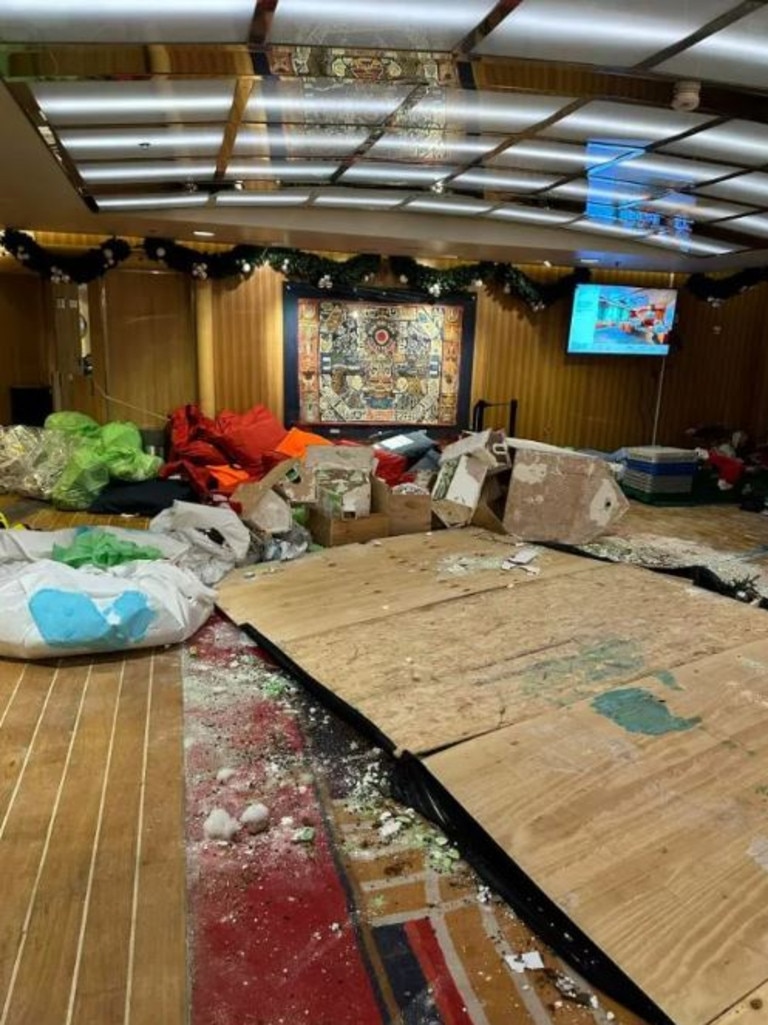 The ship was thrown into chaos. Picture: Hurtigruten Insiders /Facebook