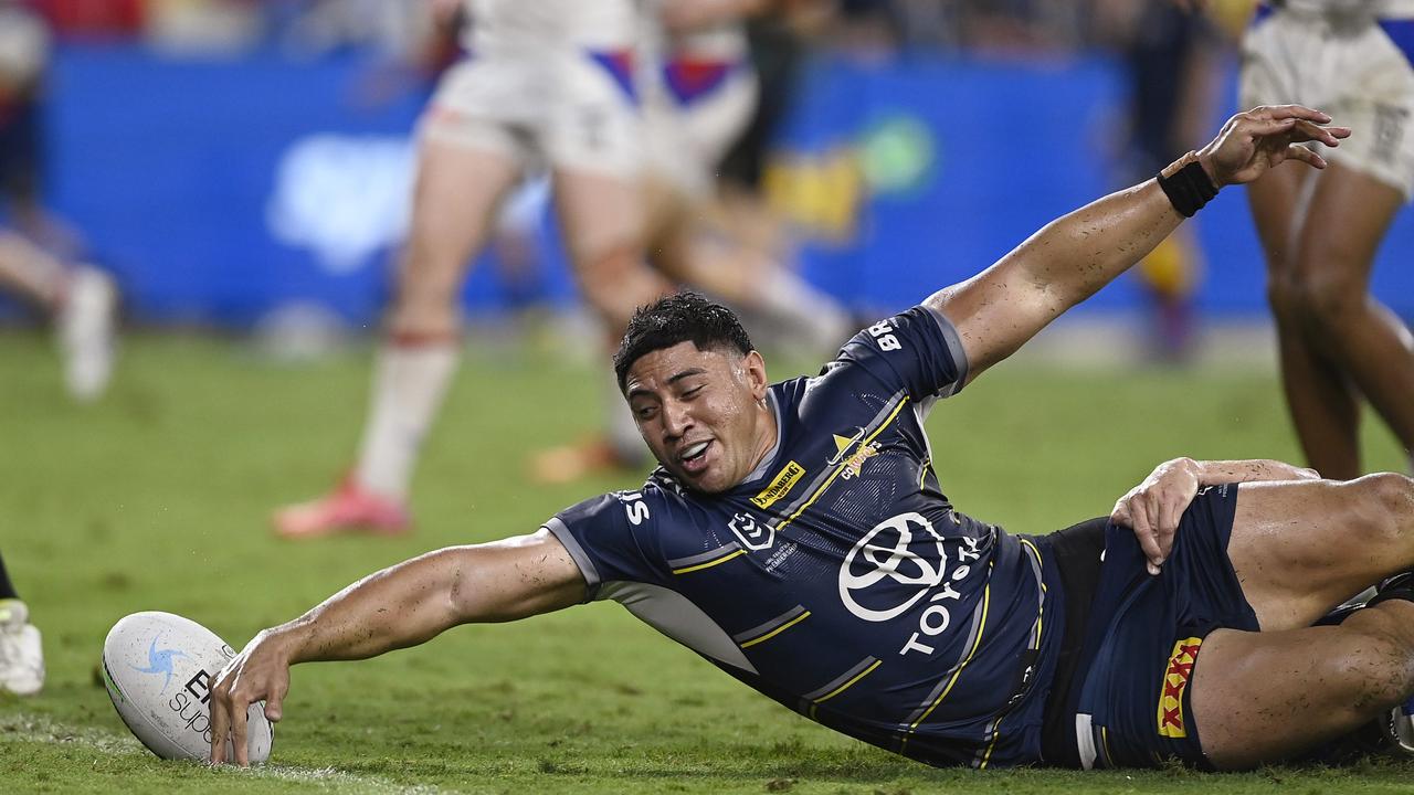 Taumalolo was twice denied tries by the bunker. Picture: Getty