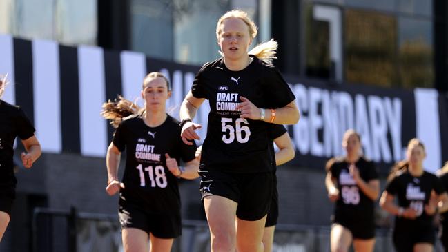 Chloe Adams completes the 2km time trial during draft combine. Picture: Getty Images