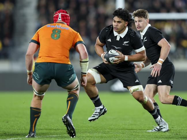 Wallace Sititi shapes as a key All Black over the next few years of the Bledisloe Cup. Picture: Getty Images