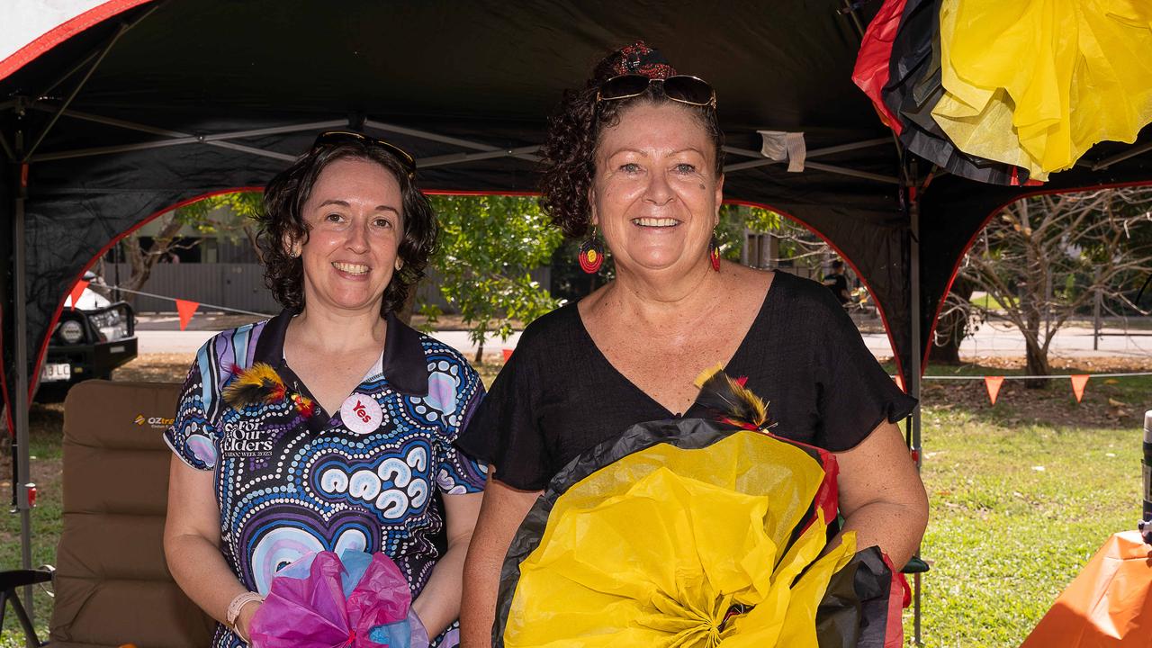 Estella Huppatz and Ashley McManus ACF at the Charles Darwin University Darwin NAIDOC Family Fun Day at University Pirates Rugby Union Oval, Casuarina. Picture: Pema Tamang Pakhrin