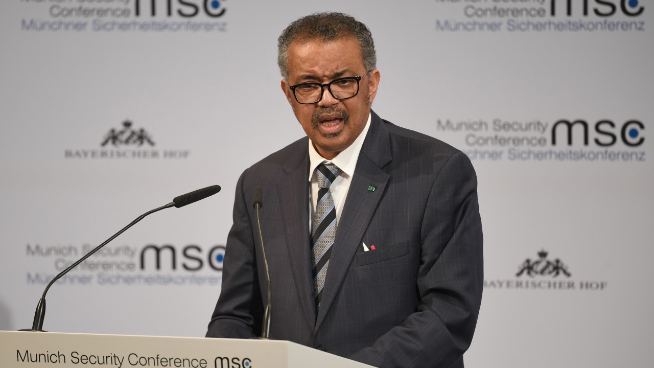 15 February 2020, Bavaria, Munich: Tedros Adhanom Ghebreyesus, Director-General of the World Health Organization, speaks at the 56th Munich Security Conference on Coronavirus. Photo: Sven Hoppe/dpa (Photo by Sven Hoppe/picture alliance via Getty Images)