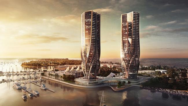 A concept image on the Sunland Group's proposed $600 million Mariner’s Cove development.