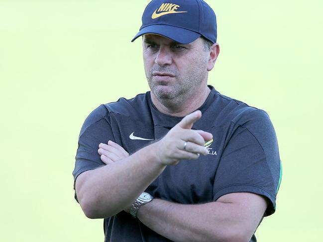 NEWCASTLE, AUSTRALIA - JANUARY 25: Ange Postecoglou coach of the Socceroos points during an Australian Socceroos Asian Cup training session at Cooks Hill No.2 Sports Ground on January 25, 2015 in Newcastle, Australia. (Photo by Ashley Feder/Getty Images)