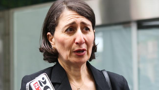 Former NSW Premier Gladys Berejiklian speaks in Sydney after giving evidence during the ICAC hearing. Picture: Gaye Gerard