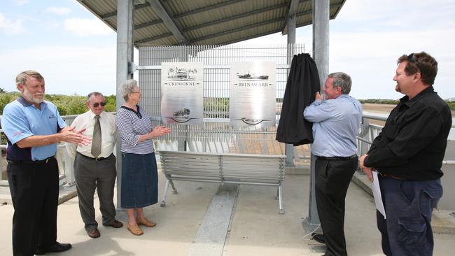 Main Roads regional director Ian Husband, historians Terry Hayes and Berenice Wright, MP Tim Mulherin and Glen Hall from the Mackay Historical Society unveil the plaques on the Forgan Bridge. Picture: Lee Constable / Daily Mercury