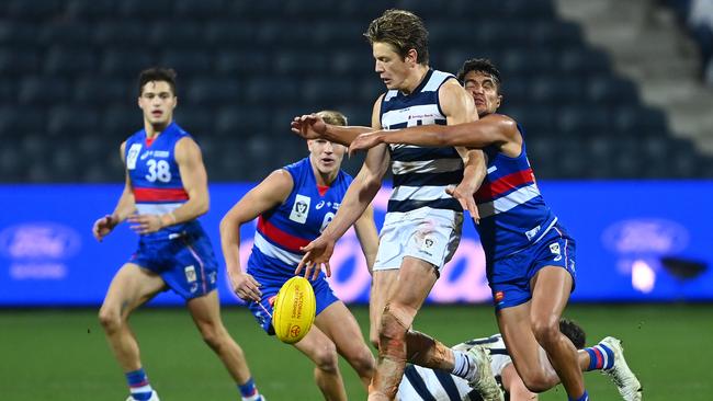 Rhys Stanley in action for the Cats in the VFL. Picture: Quinn Rooney/Getty Images