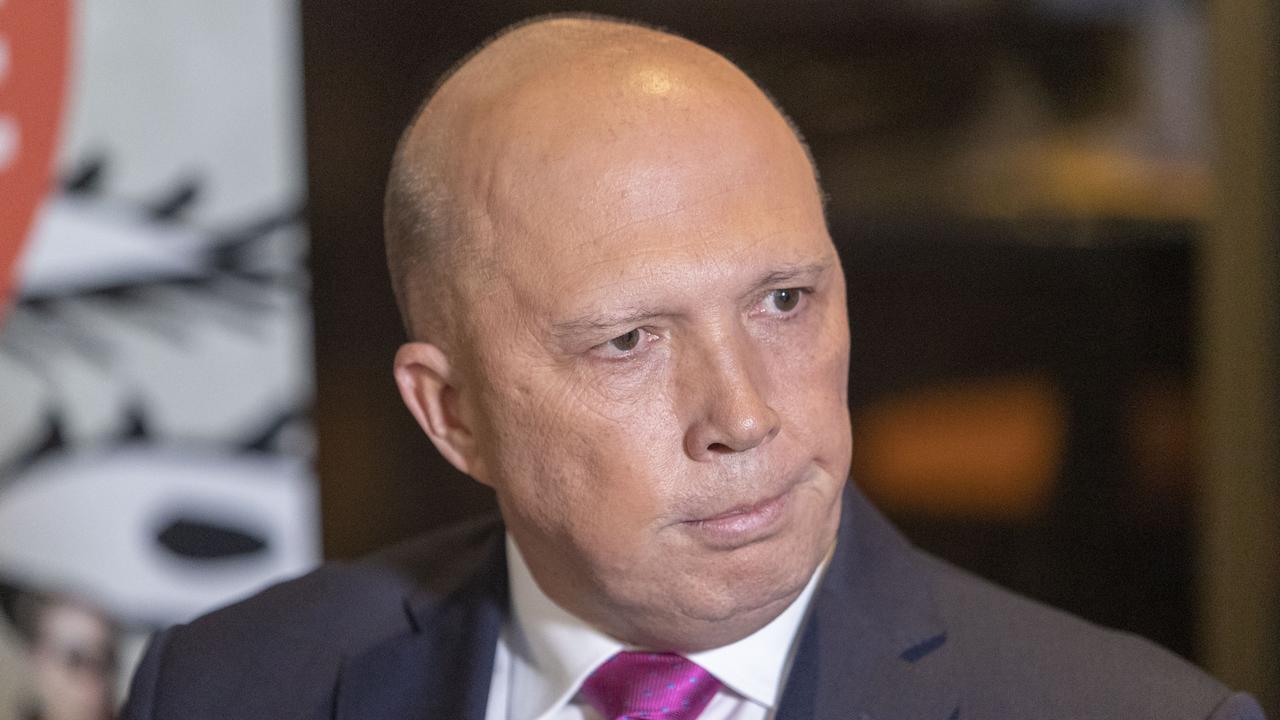 Home Affairs Minister Peter Dutton is the subject of a campaign from Labor to remind voters of his chaotic leadership challenge last year. Picture: AAP