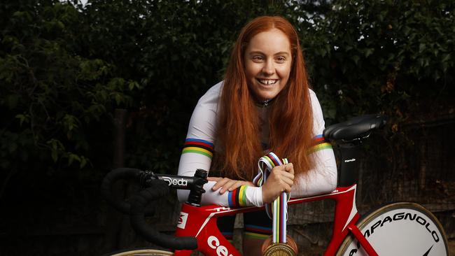 Felicity Wilson-Haffenden 18 of Hobart who recently won gold in the time trial along with bronze in the team pursuit and individual pursuit a the world junior cycling championships.  Picture: Nikki Davis-Jones