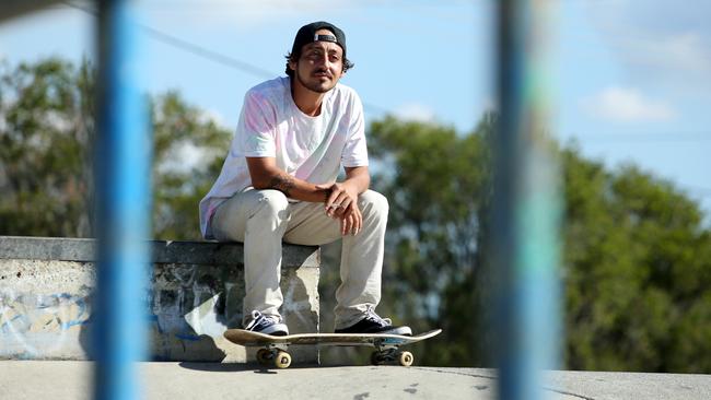 Long-term unemployed Liam Campbell, 21, at the Morayfield skate park. Pic: Josh Woning