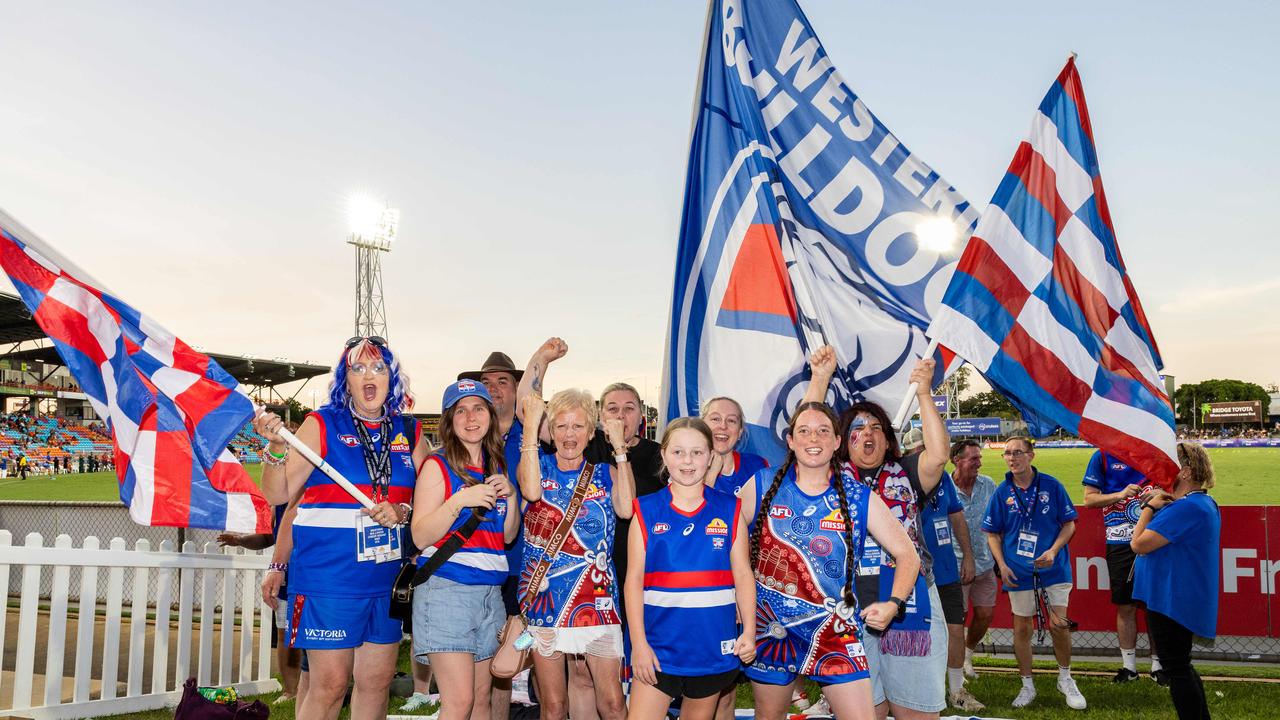 Fans at the Gold Coast Suns v Western Bulldogs 2025 AFL match at TIO Stadium. Picture: Pema Tamang Pakhrin