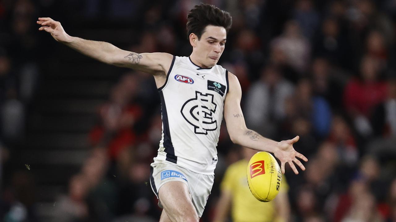 Zac Fisher starred in defence in the win over St Kilda. Picture: Darrian Traynor/Getty Images