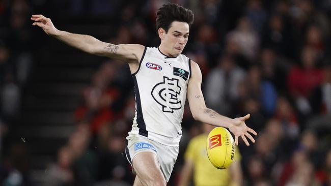 Zac Fisher starred in defence in the win over St Kilda. Picture: Darrian Traynor/Getty Images