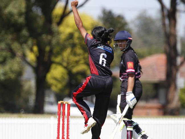 Janani Vijaya Raghavan in action for Norths in the Brewer Shield. Picture Warren Gannon Photography