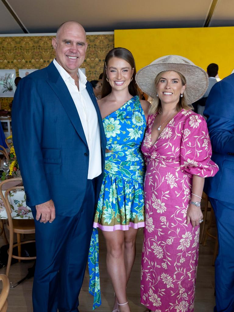 Matthew, Grace and Kellie Hayden at the Magic Millions race day. Picture by Luke Marsden.