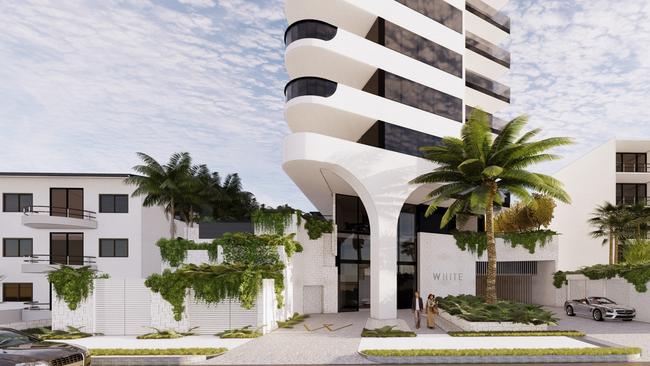 Renders of the exterior of White Tower at Main Beach, which has not yet been built.