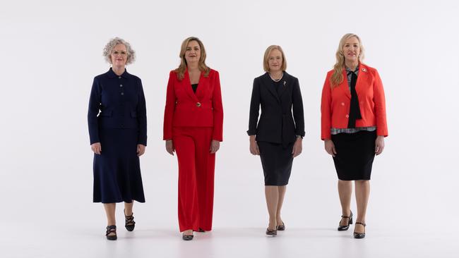 Premier Annastacia Palaszczuk, Governor Jeannette Young, Chief Justice Helen Bowskill and Police Commissioner Katarina Carroll. Picture: David Kelly