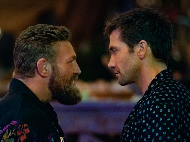 Conor McGregor and Jake Gyllenhaal in a scene from the movie Road House.