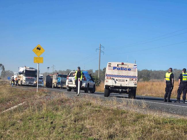 A crash at Midgee cut the Bruce Highway in both directions on Tuesday morning. Photo: Darryn Nufer