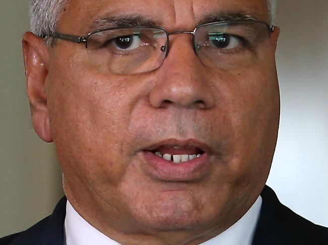 Warren Mundine speaking at a doorstop at Parliament House in Canberra.