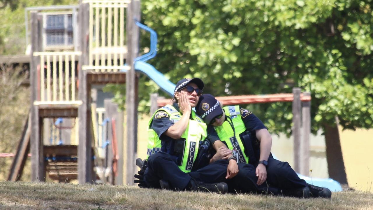 Police break down after responding to the freak jumping castle tragedy where at least five children were killed.