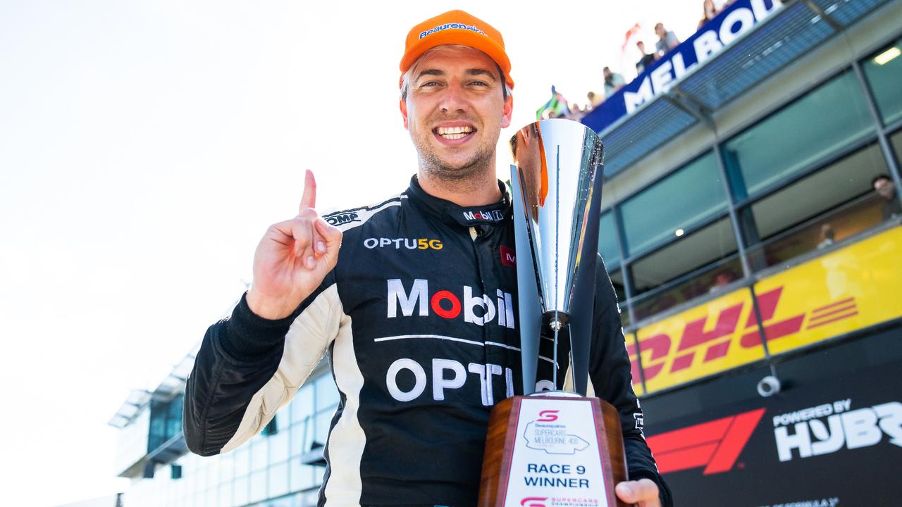 Chaz Mostert after steering his Holden Commodore ZB to victory at Albert Park. (Photo by Daniel Kalisz/Getty Images)