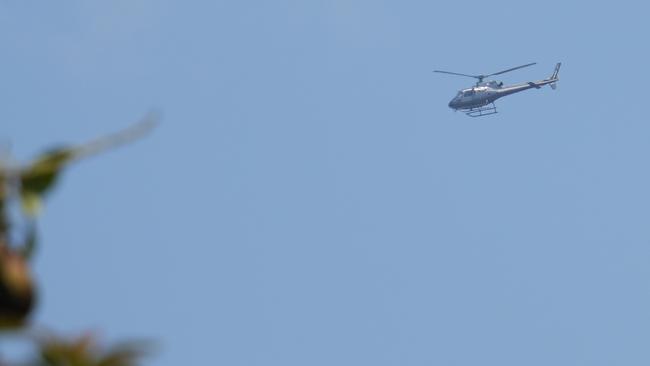 Polair in the skies on October 14, 2023 following a string of armed robberies across Toowoomba.