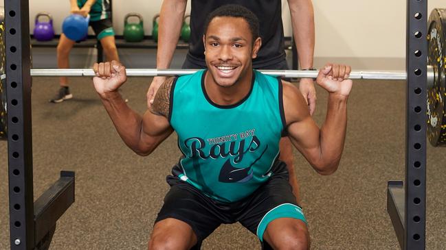 Hamiso Tabuai-Fidow getting a workout in during his schooling days at Trinity Bay State High School. Picture: Supplied